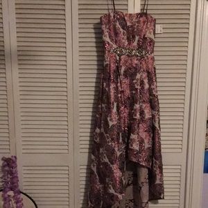 pink floral prom dress